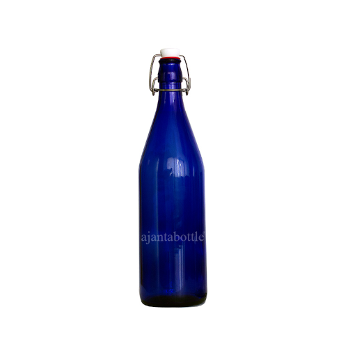 Blue glass water bottle 1 ltr
